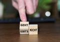 Wooden cubes form the German expression 'geht nicht, gibt es nicht'